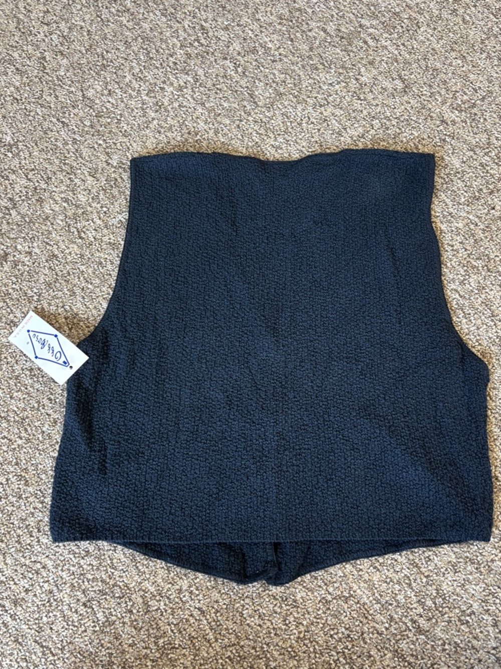 Vintage Off Base Black 100% Cotton Sleeveless V-Neck Vest Women's M Made in USA - Picture 3 of 5